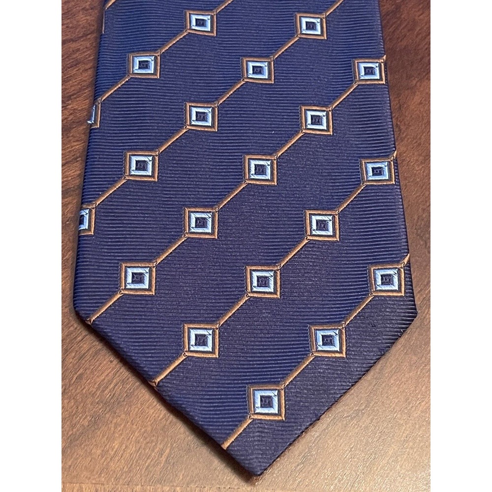 Allea Milano Blue Brown Hand Made 100% Silk Men’s Neck Tie Made In Italy